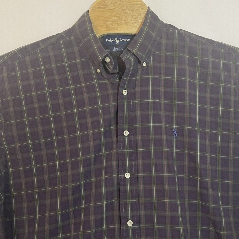Ralph Lauren Blake Mens Large‎ Multicolor Plaid Long Sleeve Button Front Shirt